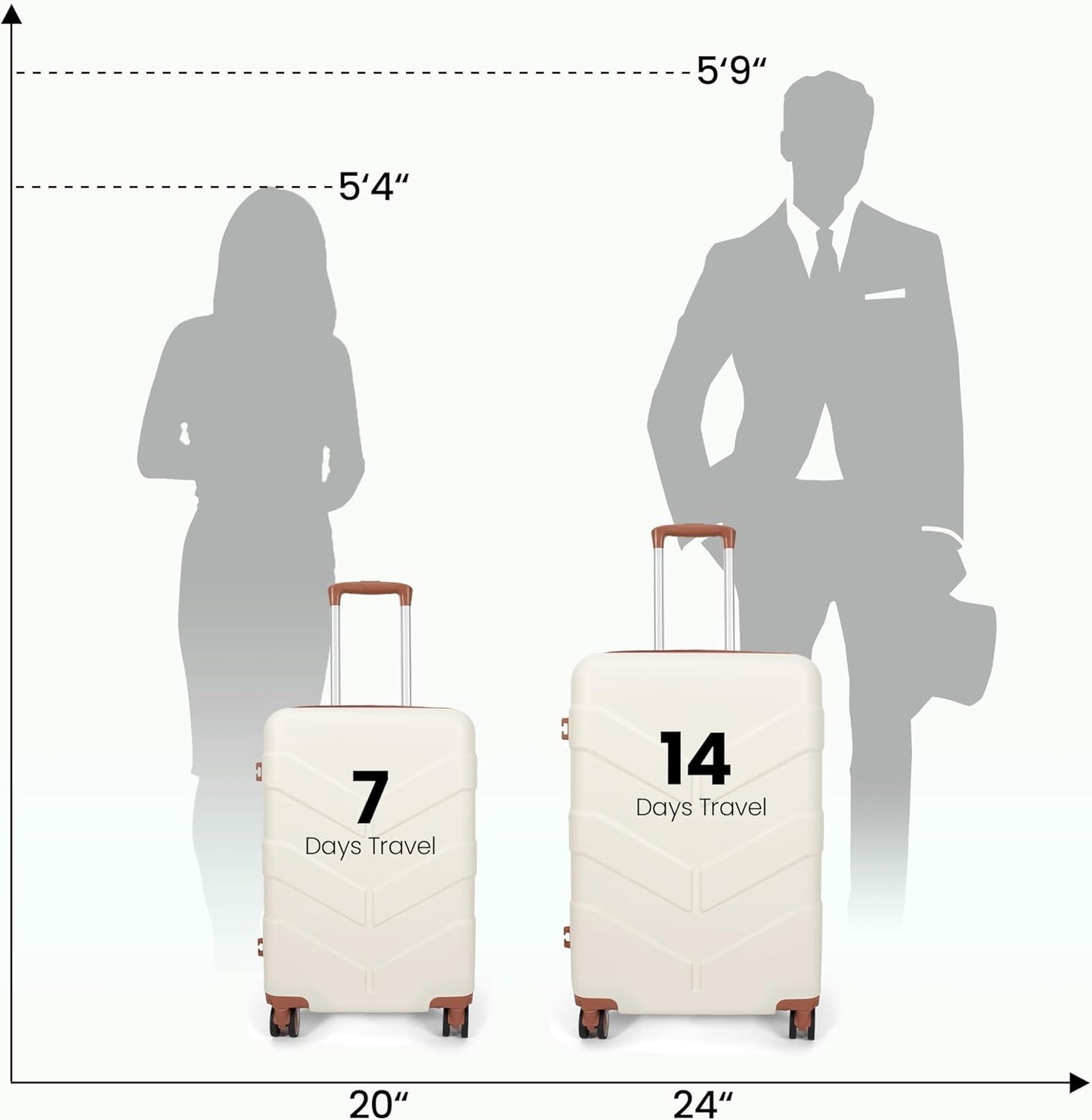 Luggage Sets 2 Piece Suitcase Set with Spinner Wheel