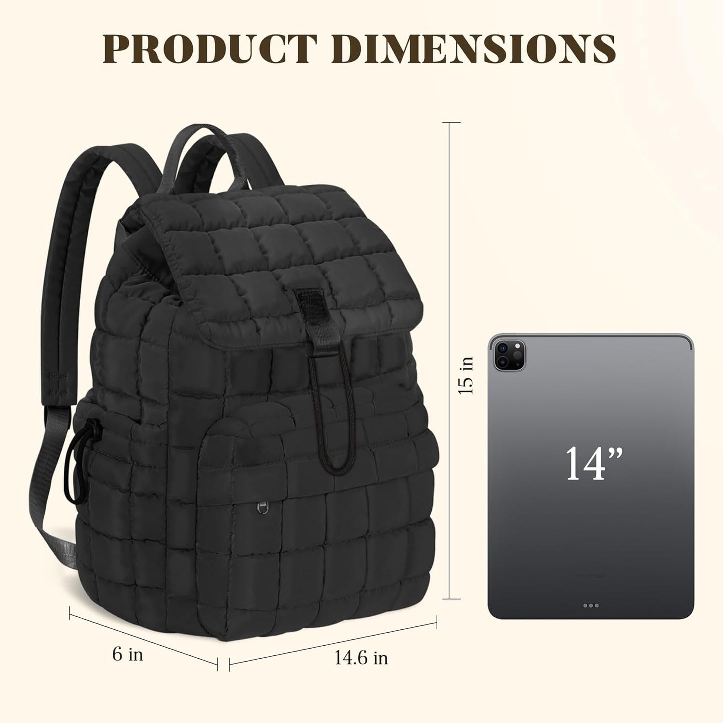 Backpack for Women - Lightweight Puffer Quilted Travel Backpack