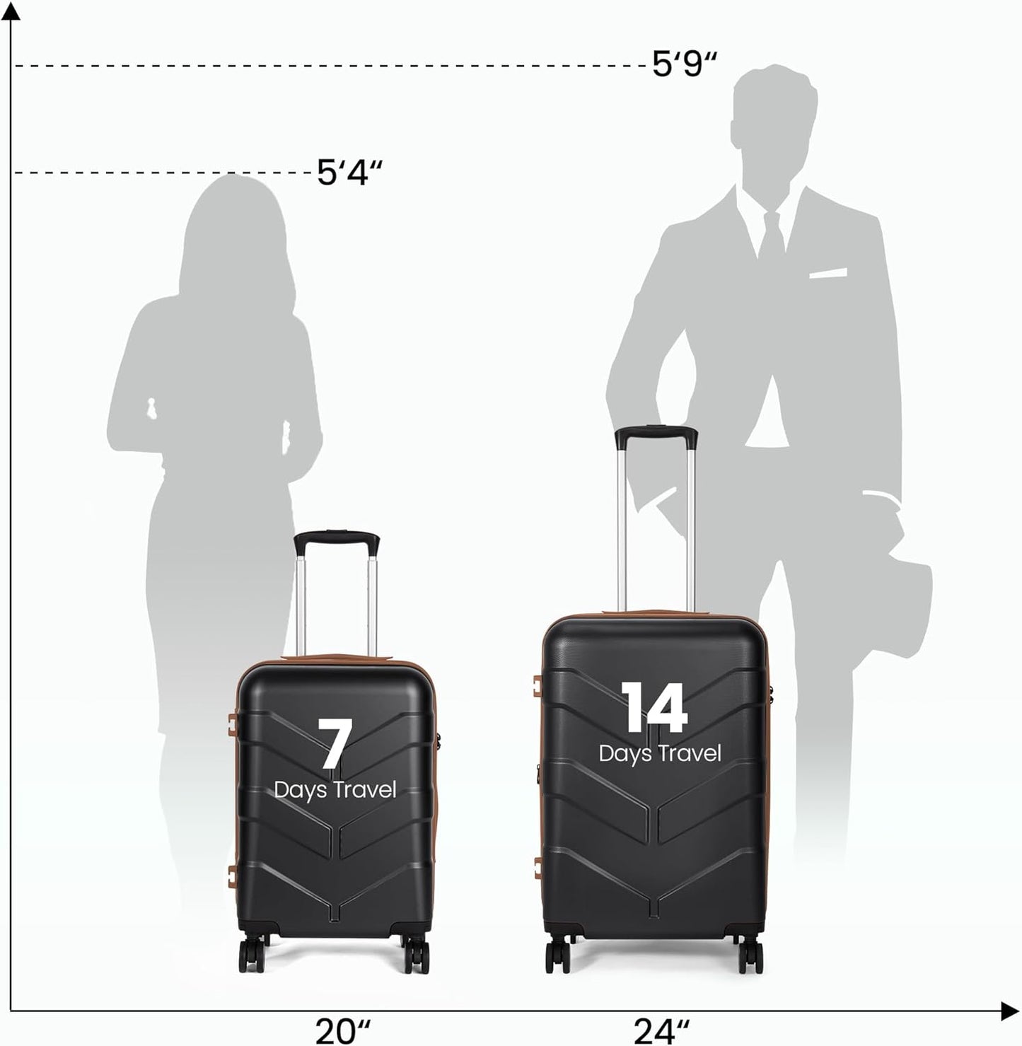 Luggage Sets 2 Piece Suitcase Set with Spinner Wheel