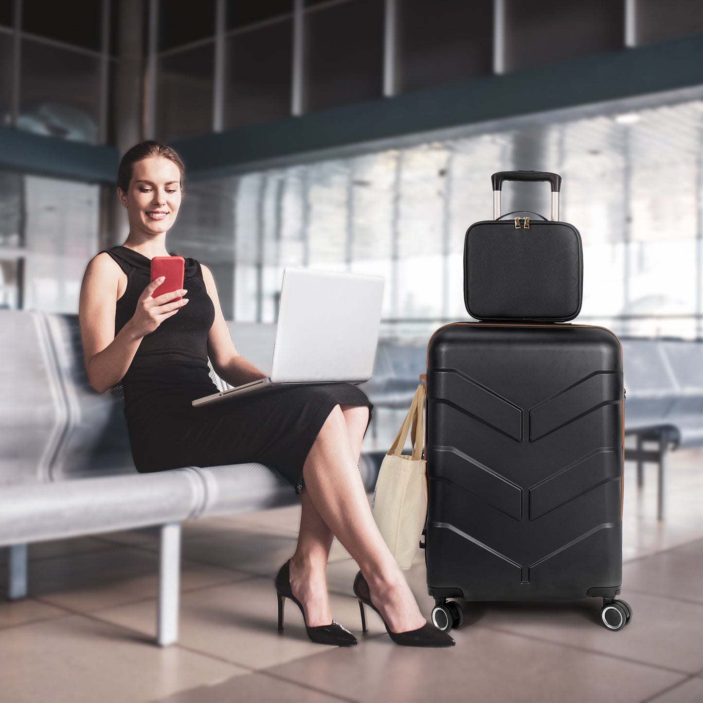 Luggage Sets 4 Piece Suitcase Set with Spinner Wheel