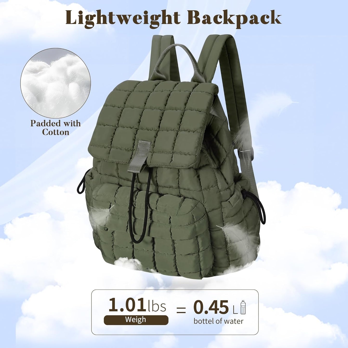 Backpack for Women - Lightweight Puffer Quilted Travel Backpack