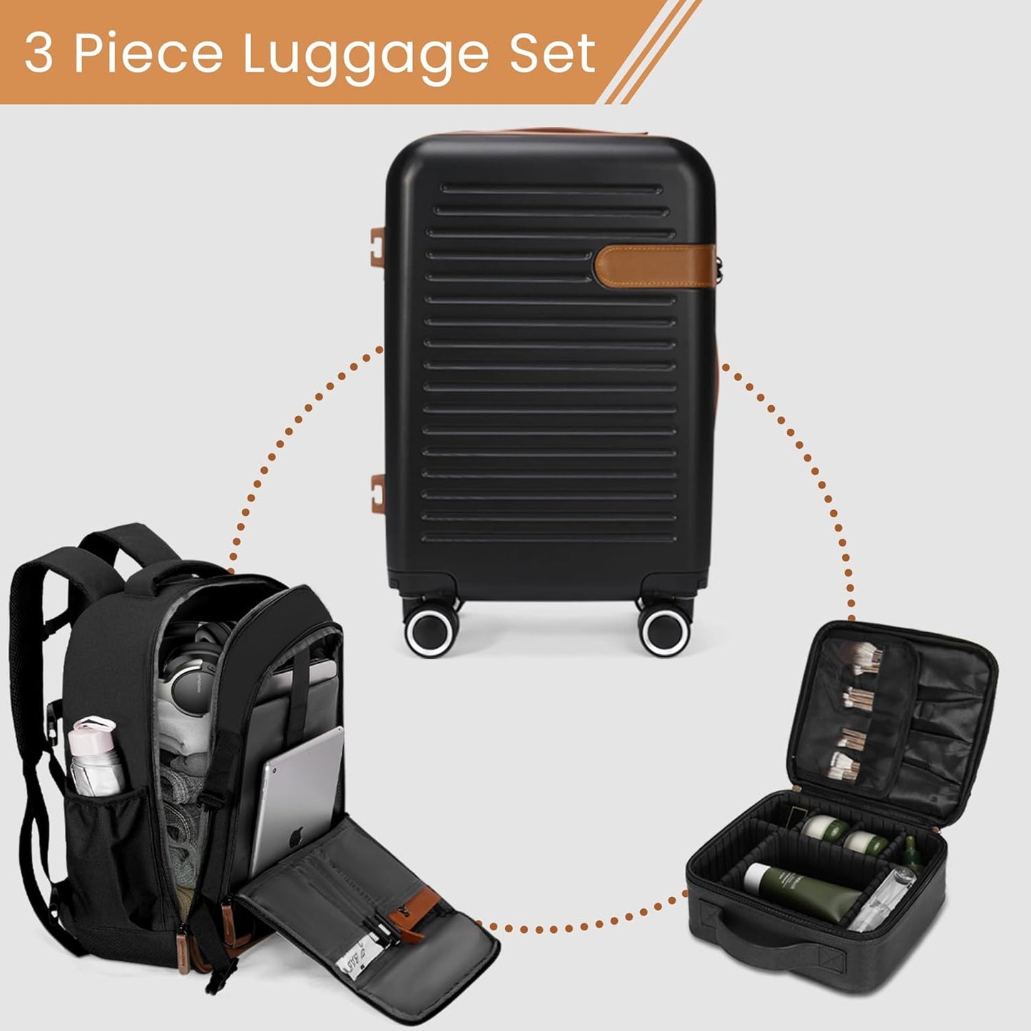 Carry On Luggage 20 Inch Luggage Sets 3 Piece