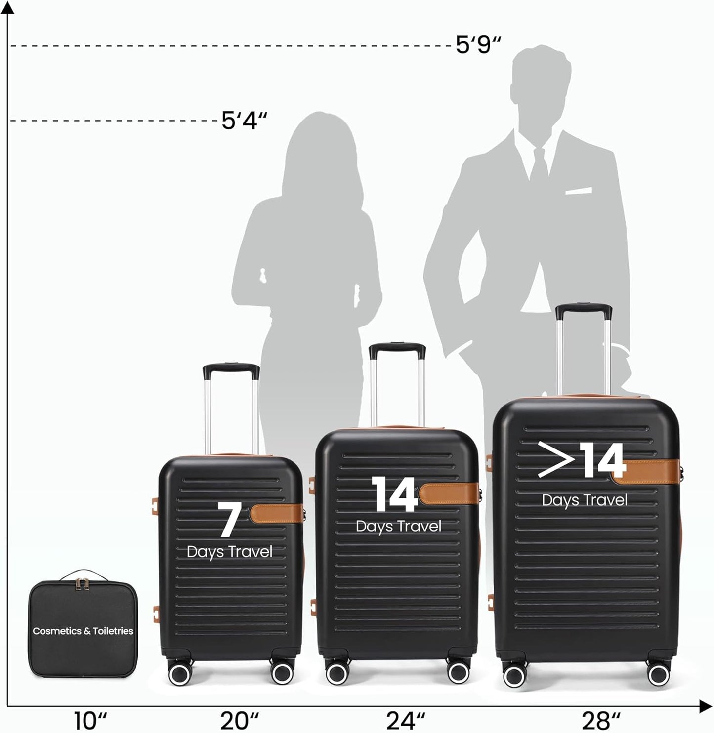 Luggage Sets 4 Piece Suitcase Set with Spinner Wheel