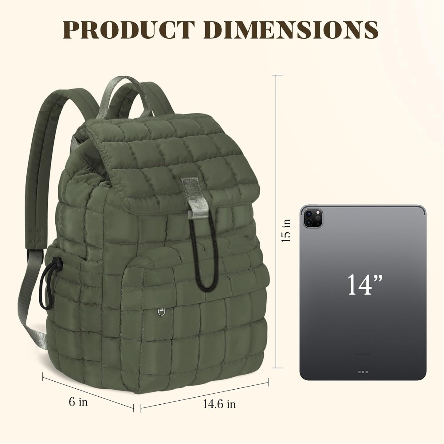 Backpack for Women - Lightweight Puffer Quilted Travel Backpack
