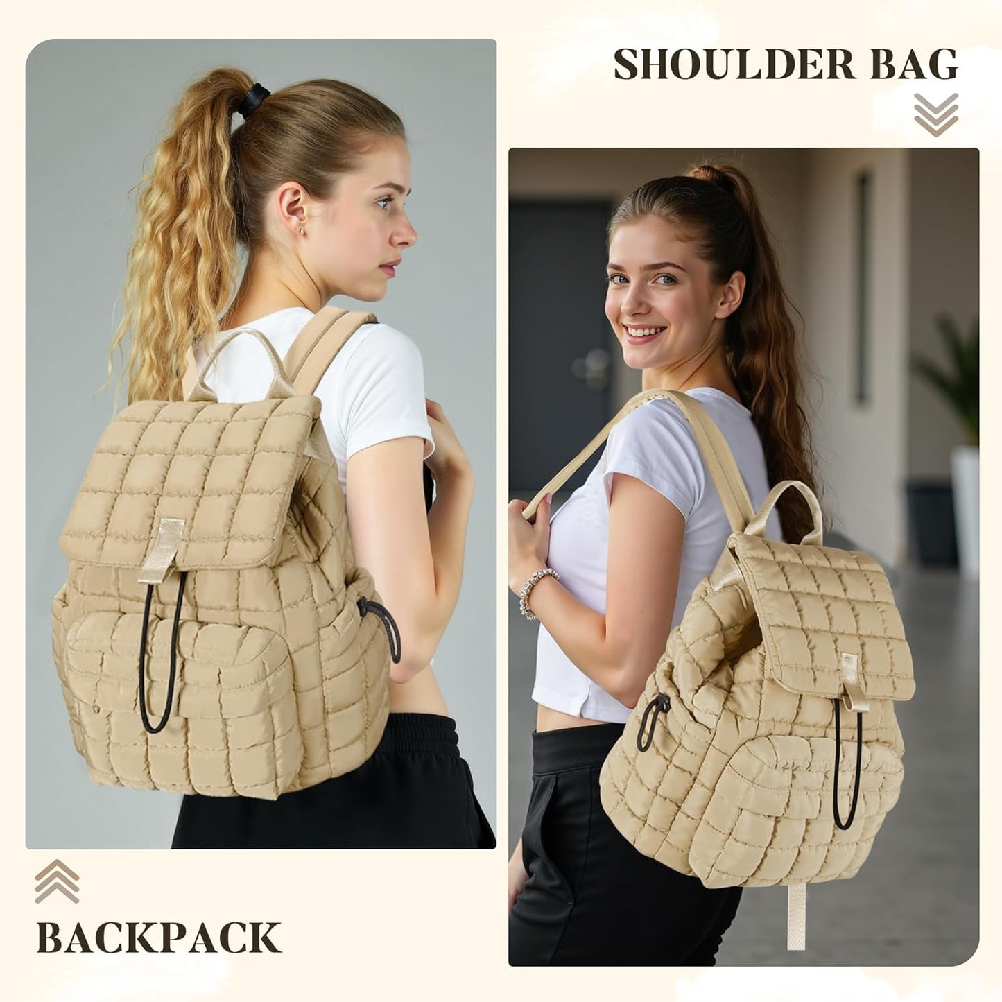 Backpack for Women - Lightweight Puffer Quilted Travel Backpack