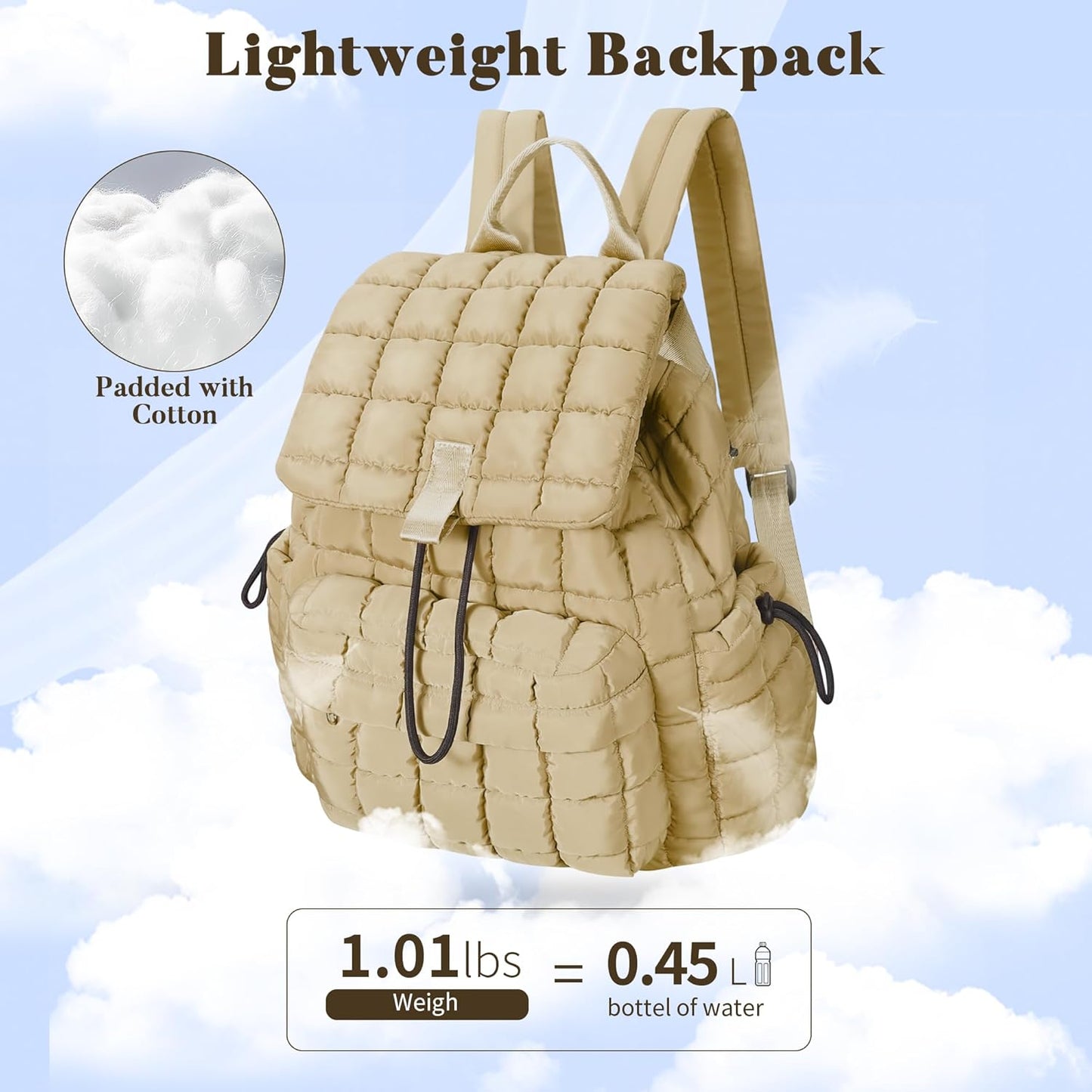 Backpack for Women - Lightweight Puffer Quilted Travel Backpack