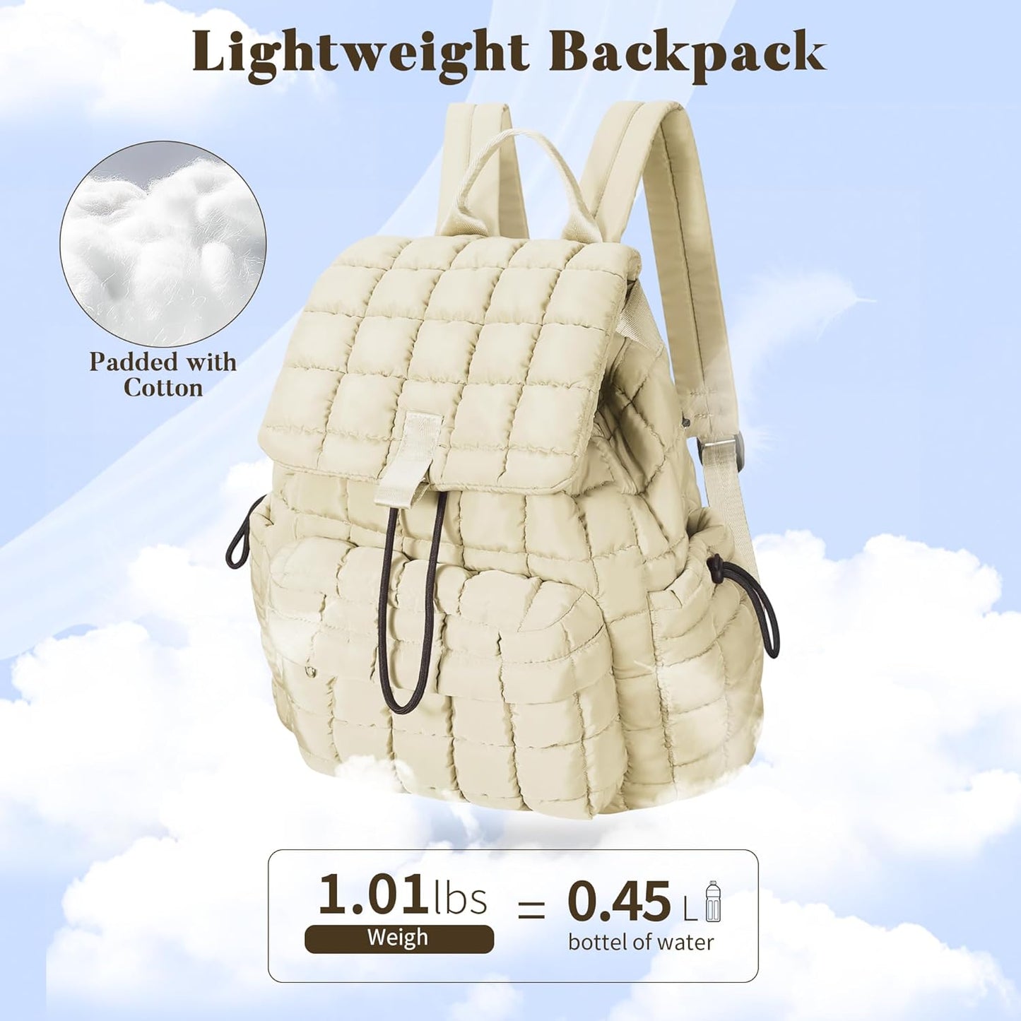 Backpack for Women - Lightweight Puffer Quilted Travel Backpack