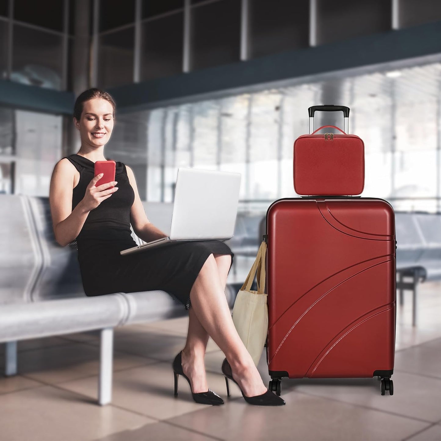 Luggage Sets 4 Piece Suitcase Set with Spinner Wheel