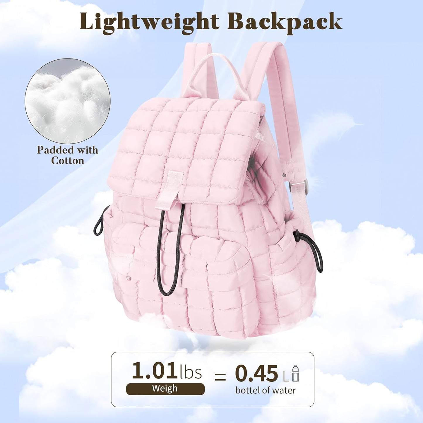 Backpack for Women - Lightweight Puffer Quilted Travel Backpack