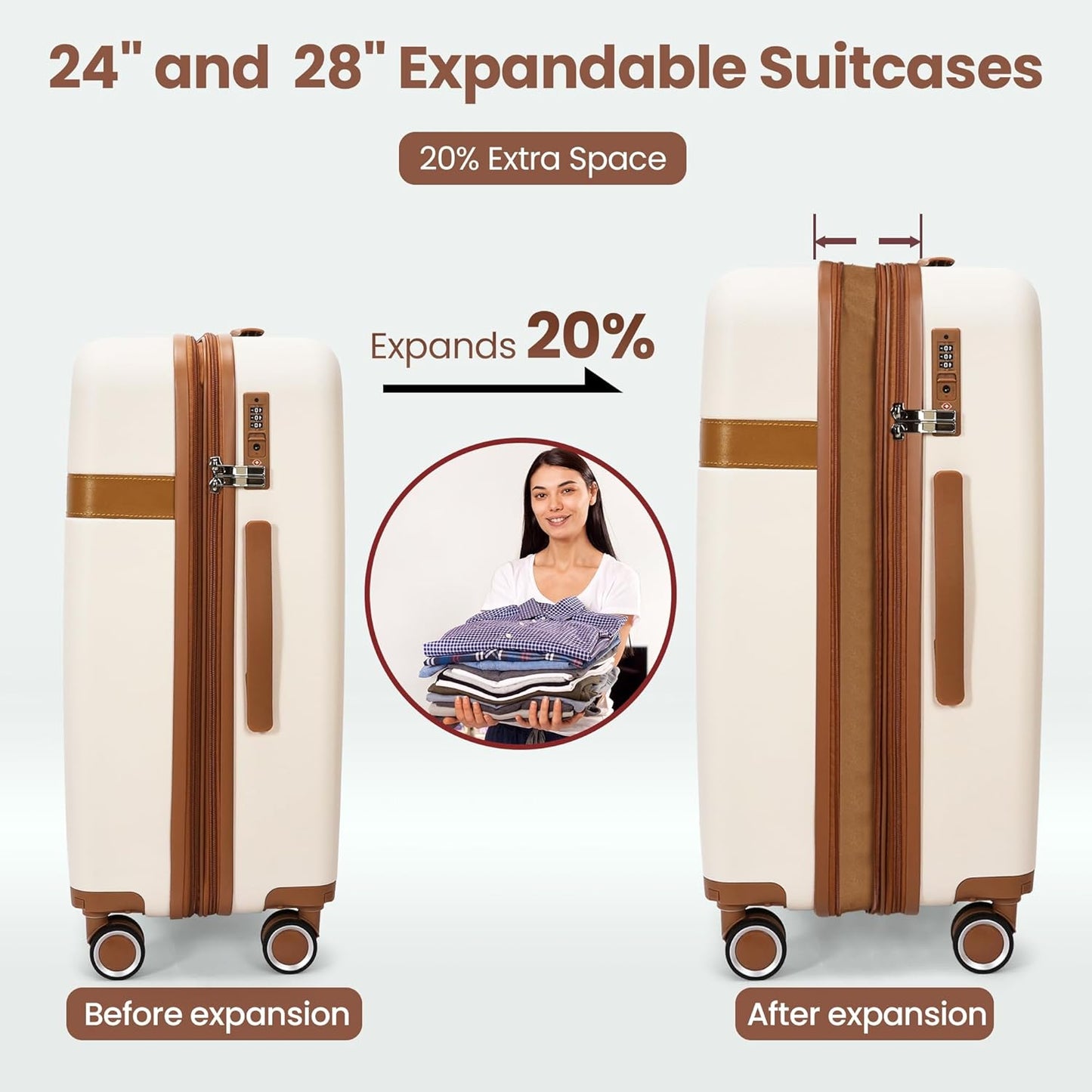 Luggage Sets 4 Piece Suitcase Set with Spinner Wheel