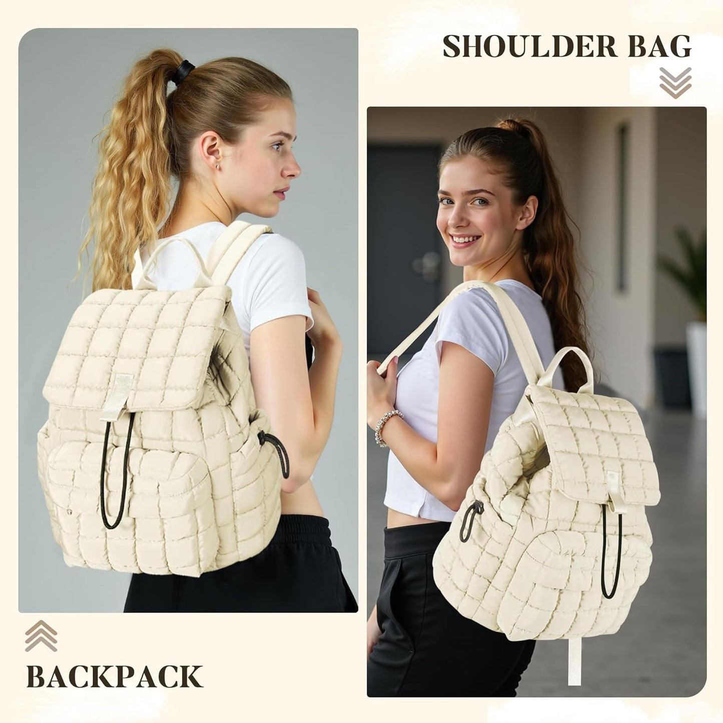 Backpack for Women - Lightweight Puffer Quilted Travel Backpack