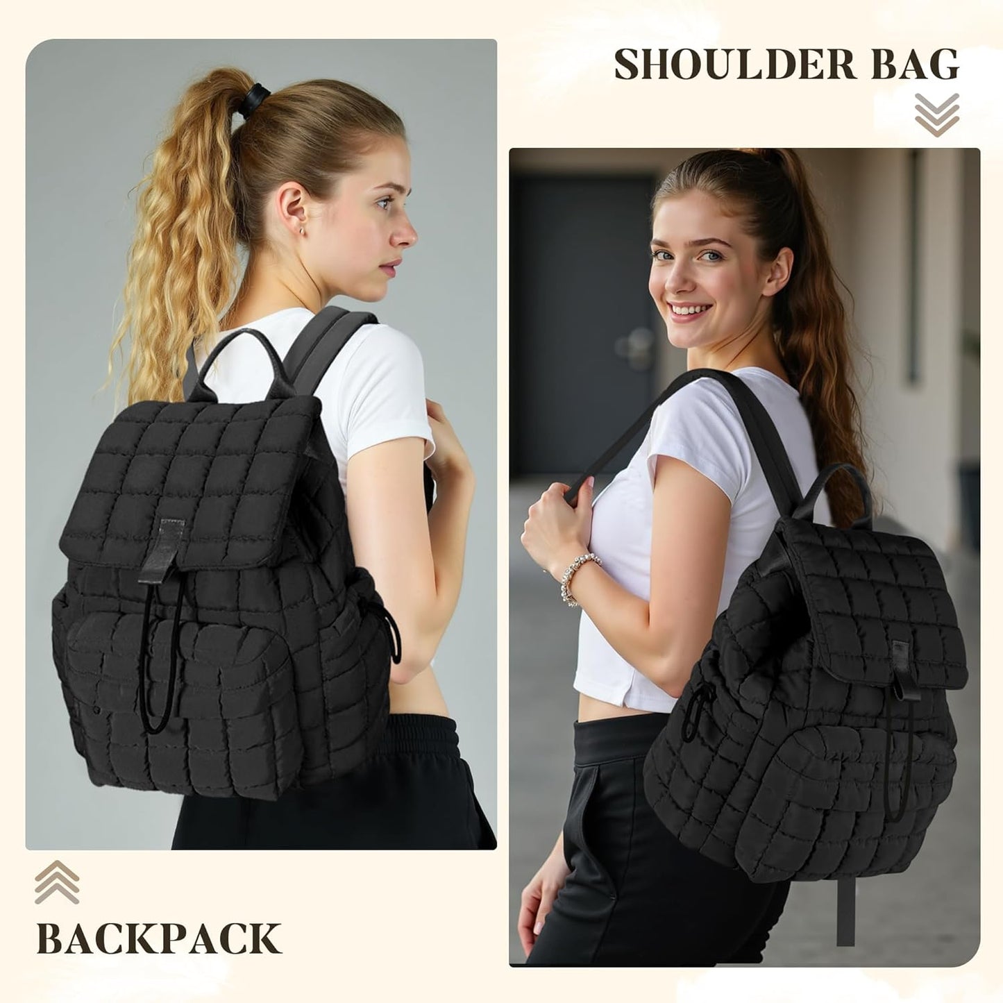 Backpack for Women - Lightweight Puffer Quilted Travel Backpack