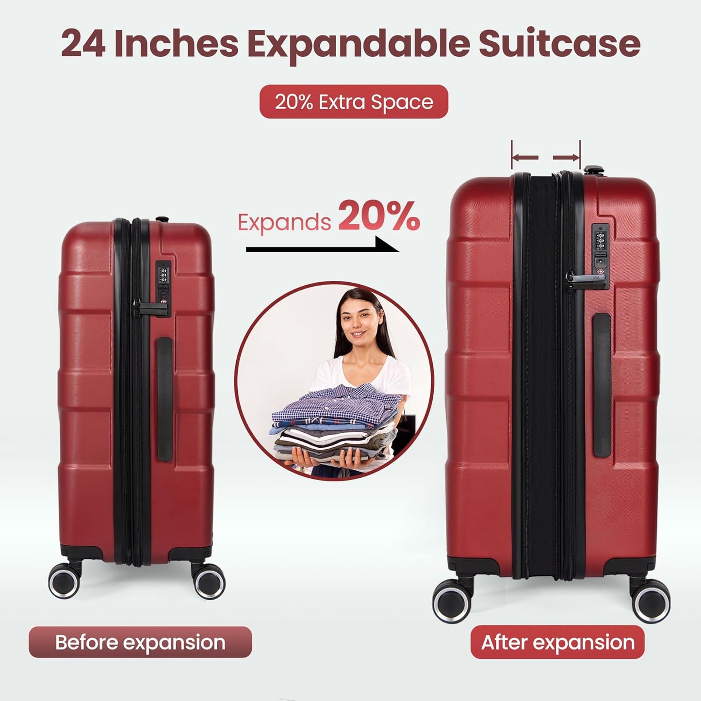Luggage Sets 2 Piece Suitcase Set with Spinner Wheel