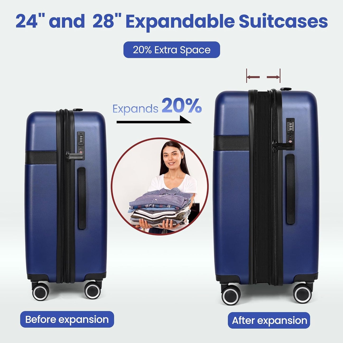 Luggage Sets 4 Piece Suitcase Set with Spinner Wheel