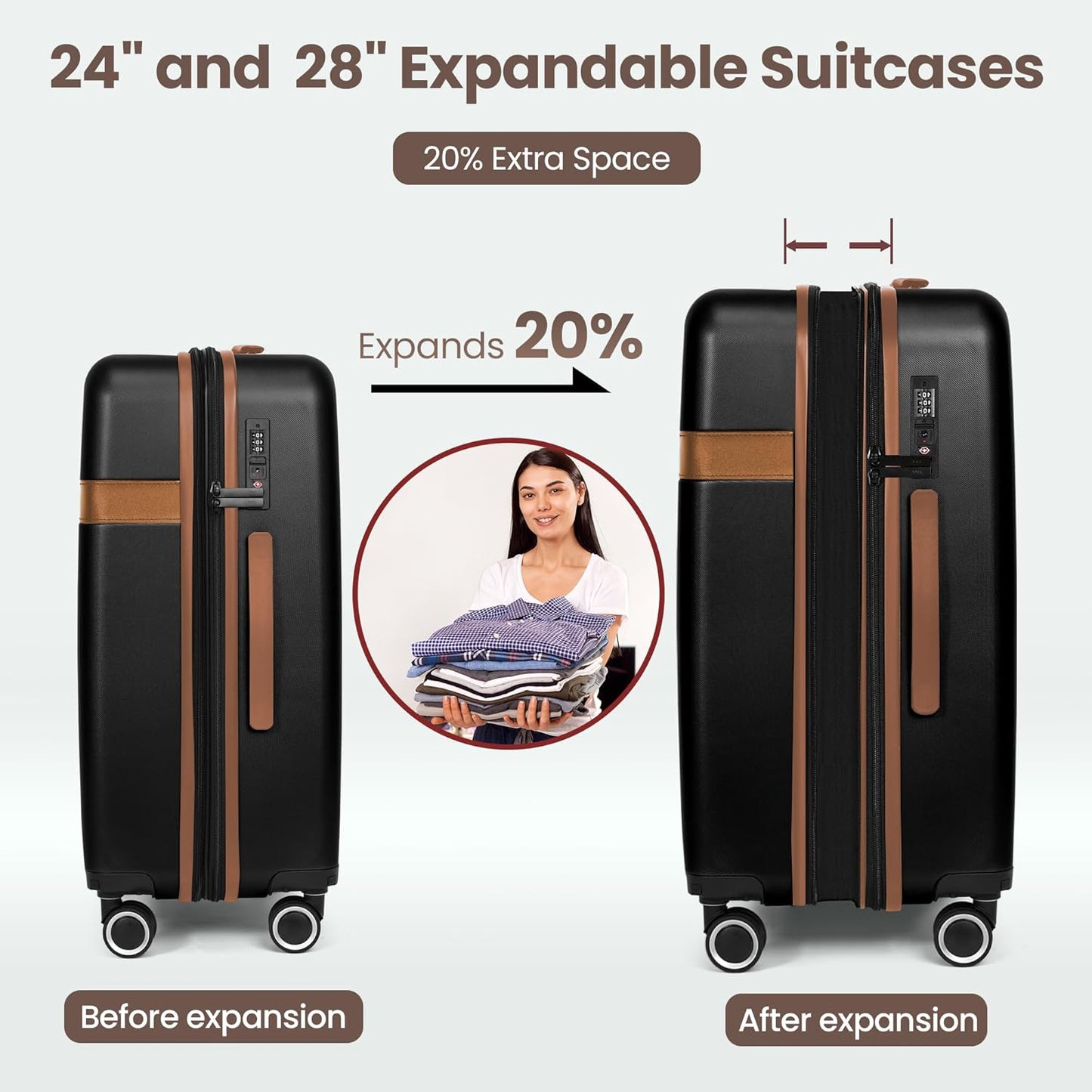 Luggage Sets 4 Piece Suitcase Set with Spinner Wheel