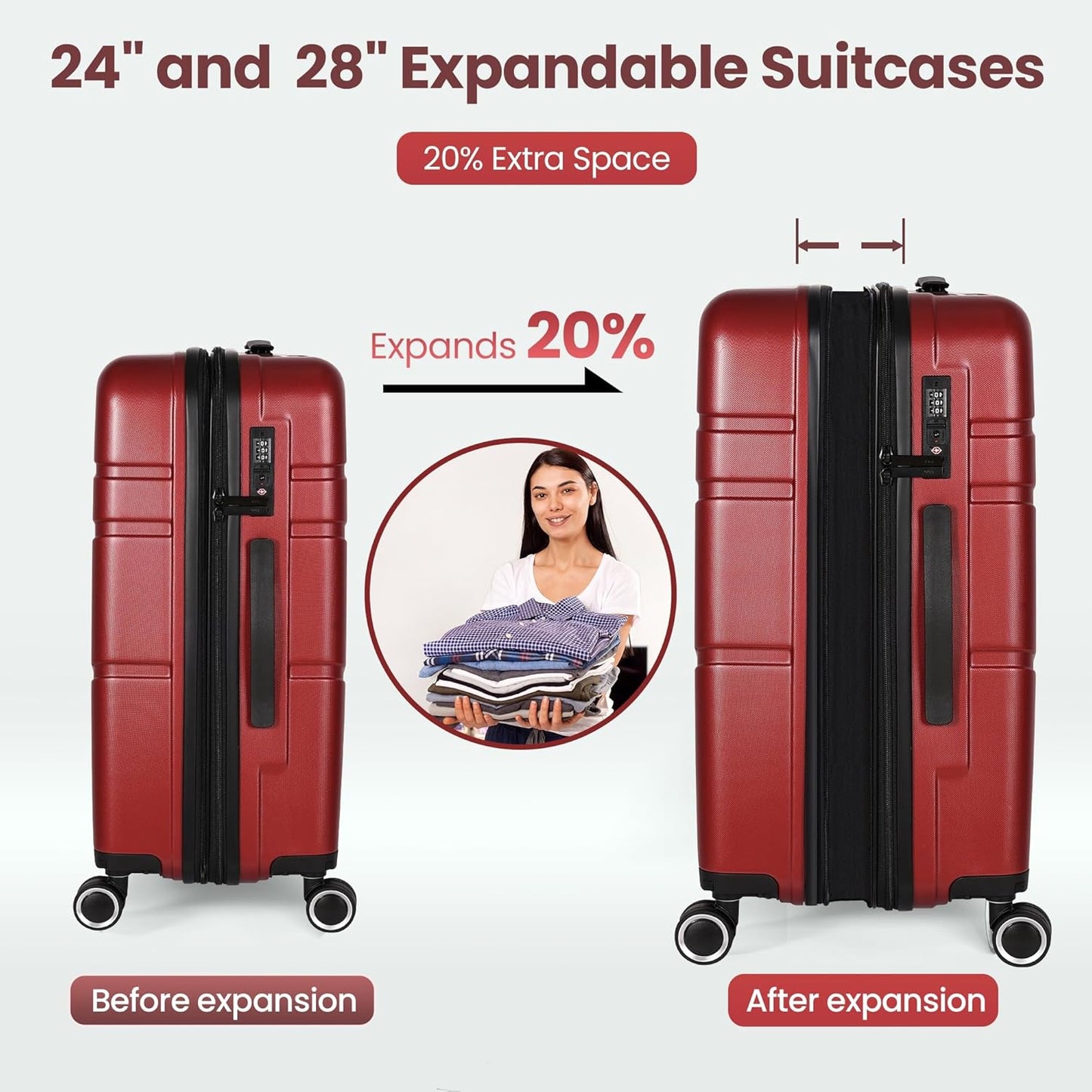Luggage Sets 4 Piece Suitcase Set with Spinner Wheel