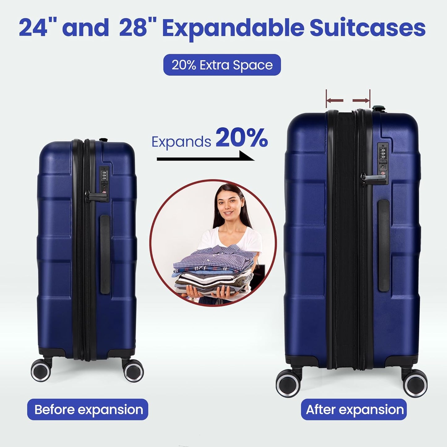 Luggage Sets 3 Piece Suitcase Set with Spinner Wheel