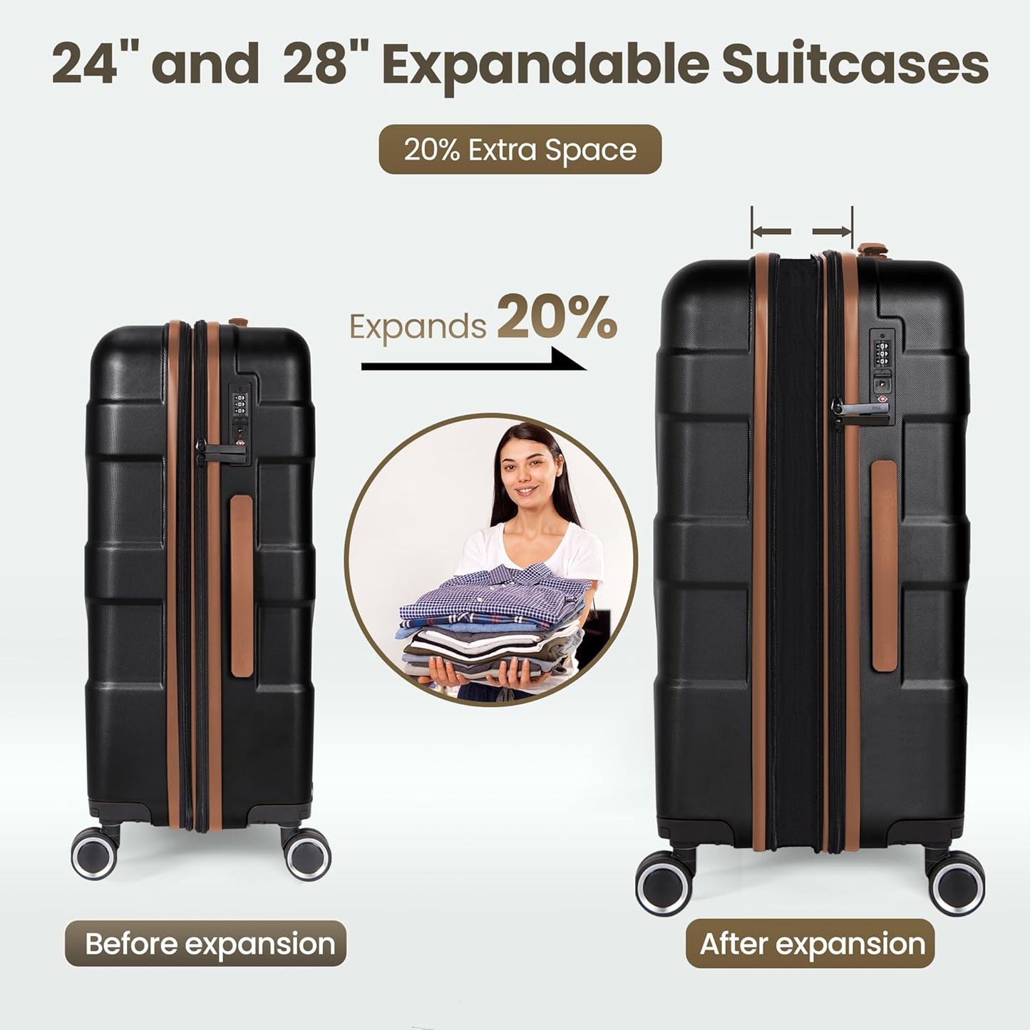 Luggage Sets 3 Piece Suitcase Set with Spinner Wheel