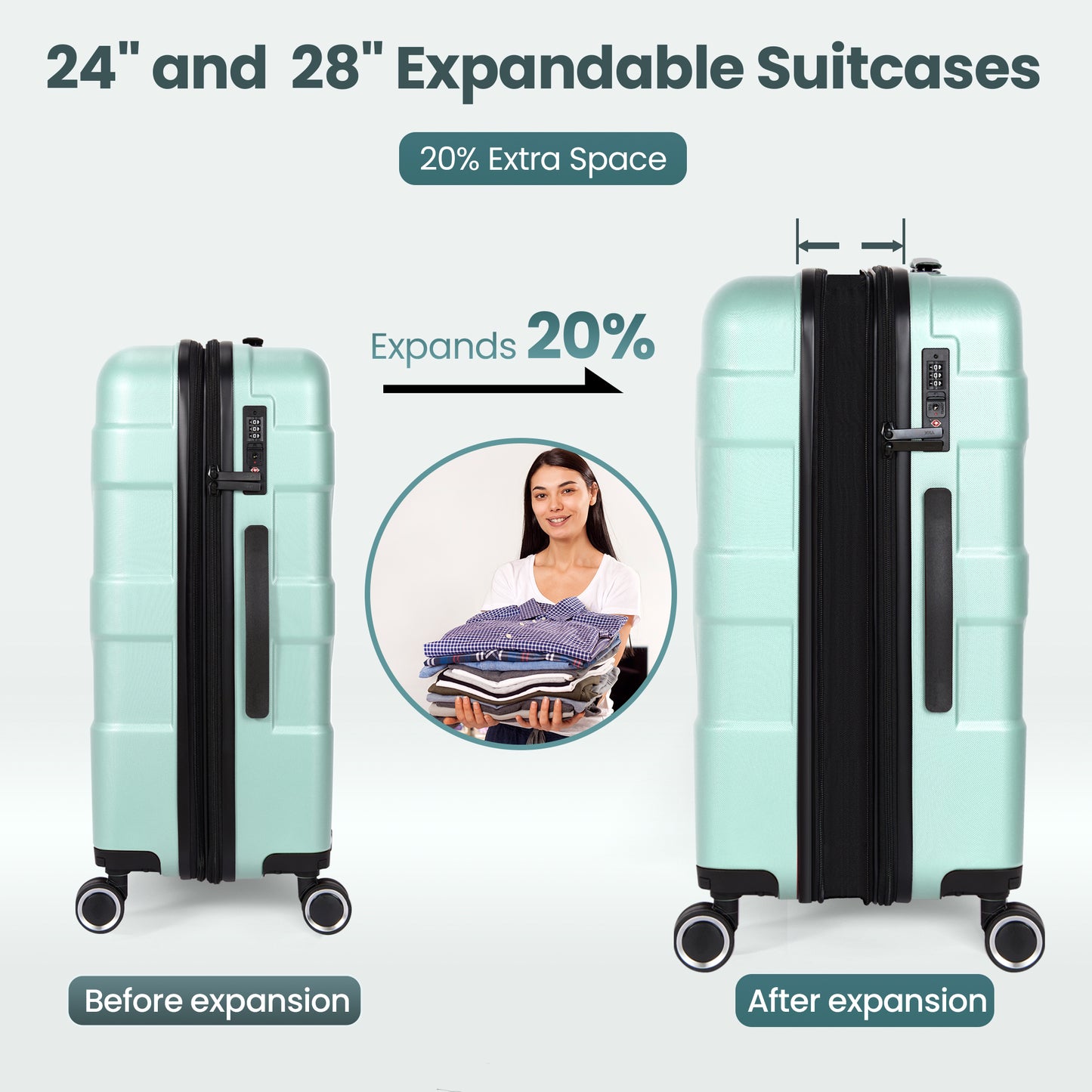 Luggage Sets 4 Piece Suitcase Set with Spinner Wheel