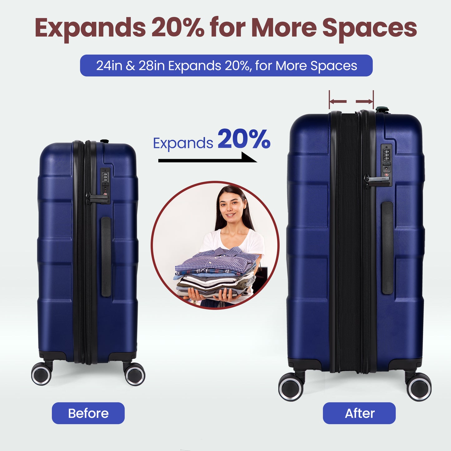 Luggage Sets 4 Piece Suitcase Set with Spinner Wheel