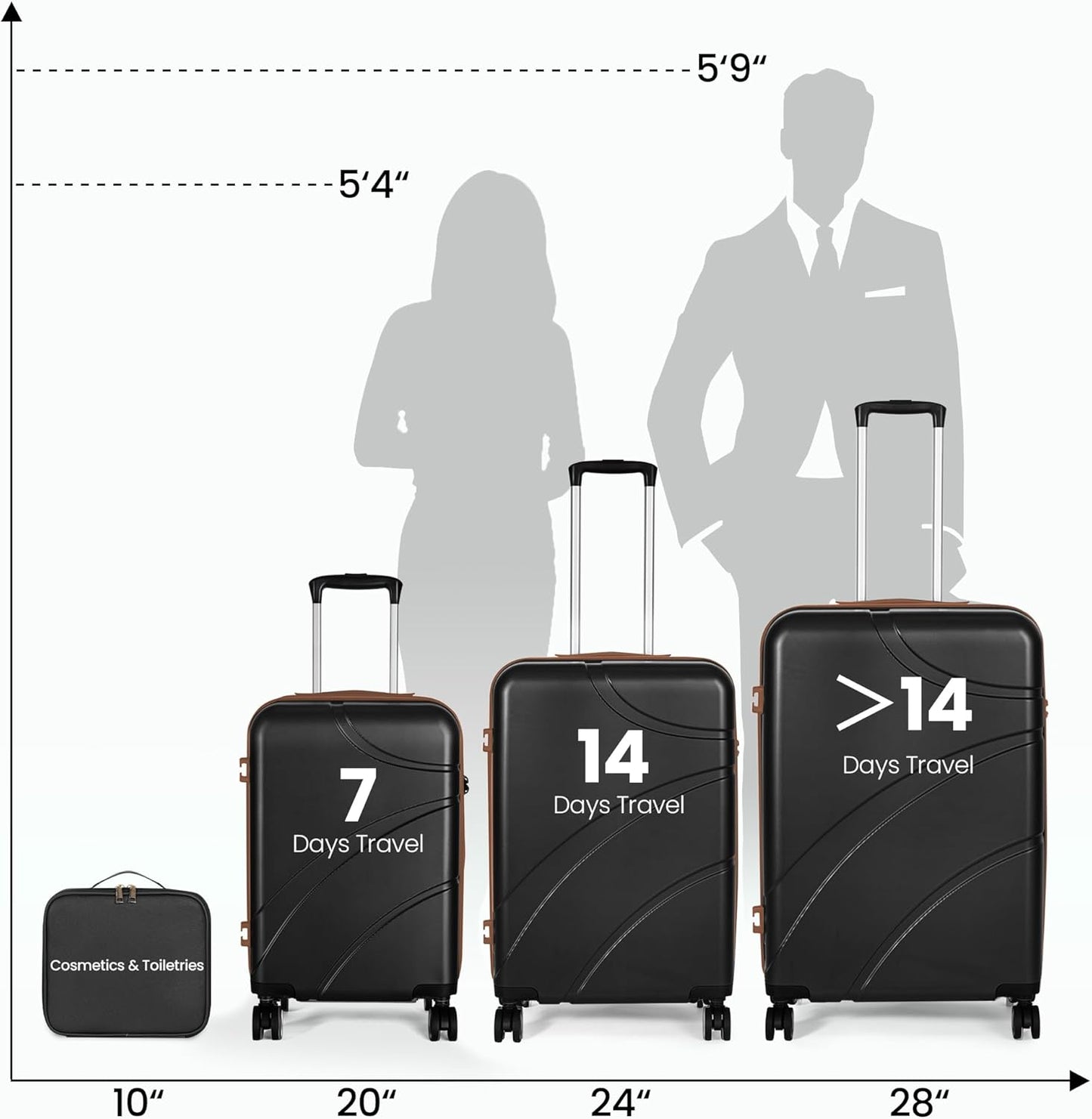 Luggage Sets 4 Piece Suitcase Set with Spinner Wheel