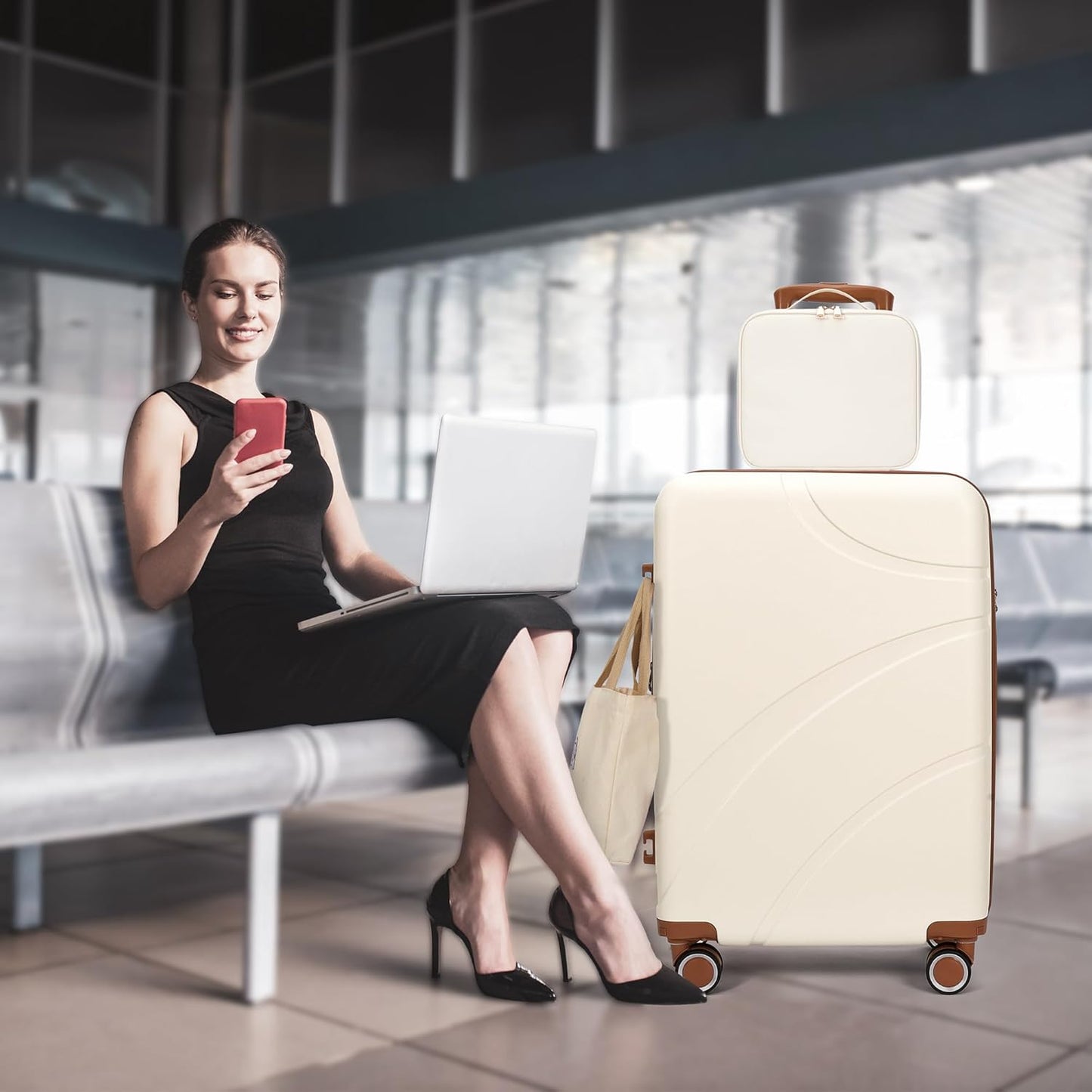 Luggage Sets 4 Piece Suitcase Set with Spinner Wheel