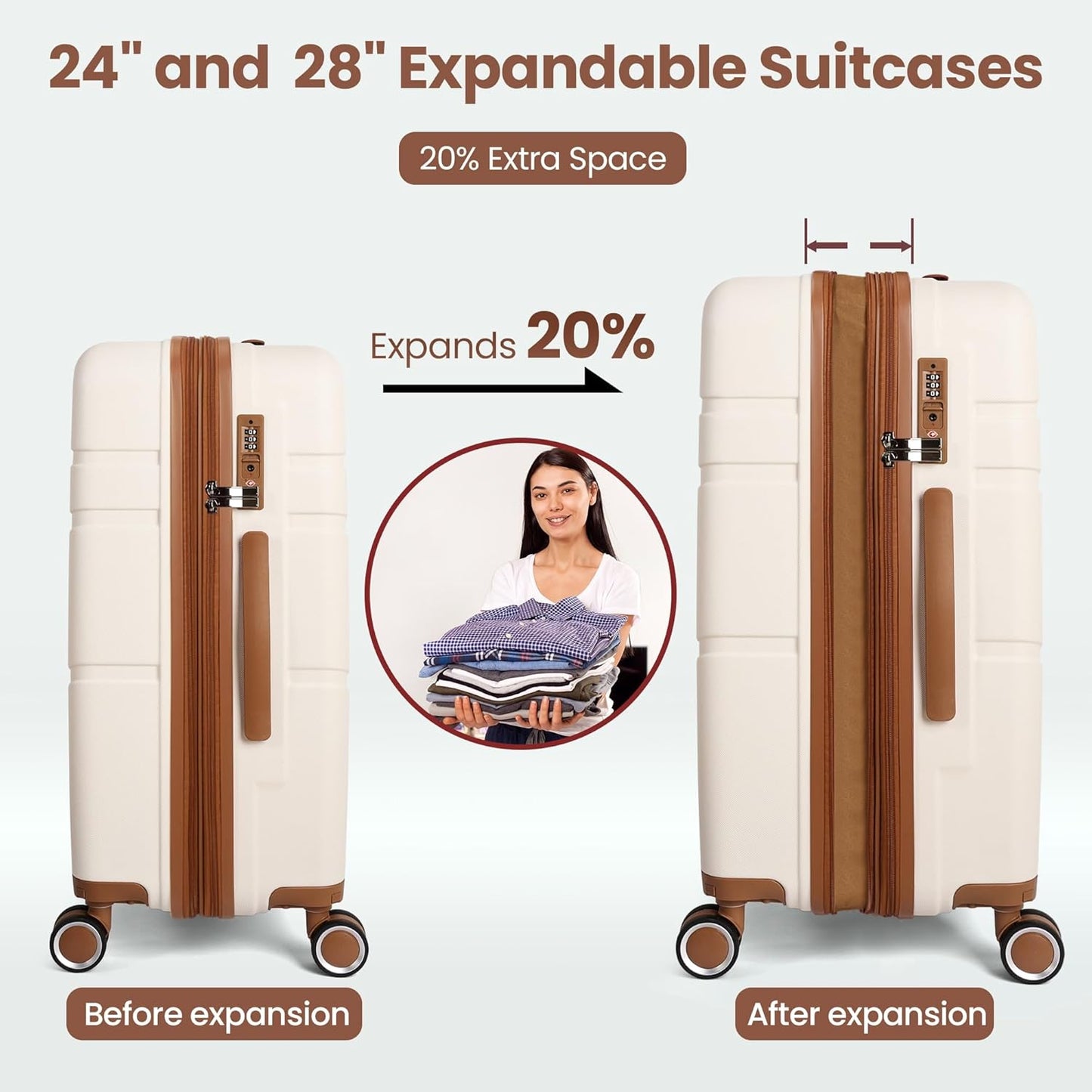 Luggage Sets 4 Piece Suitcase Set with Spinner Wheel