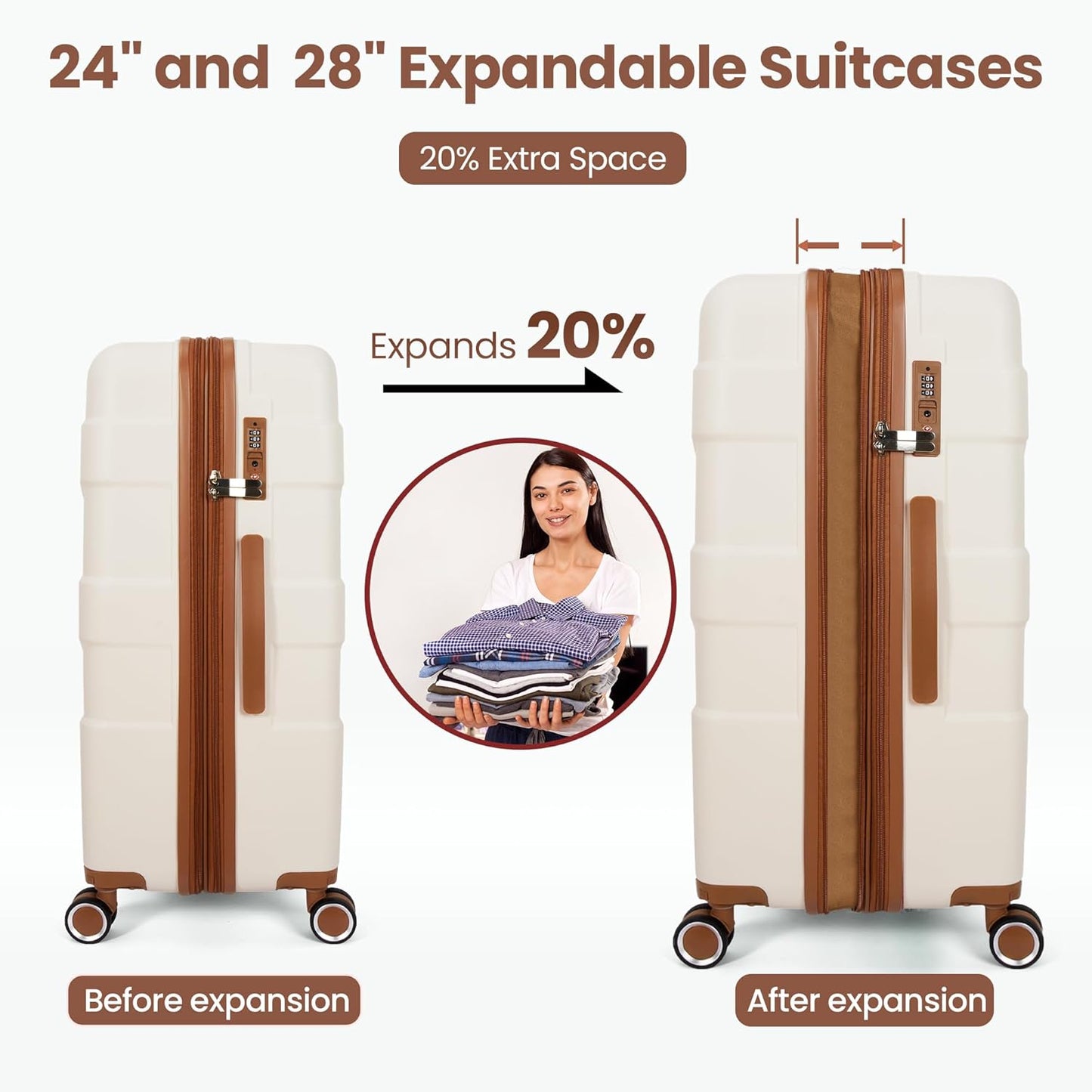 Luggage Sets 4 Piece - Suitcase Set with Spinner Wheel