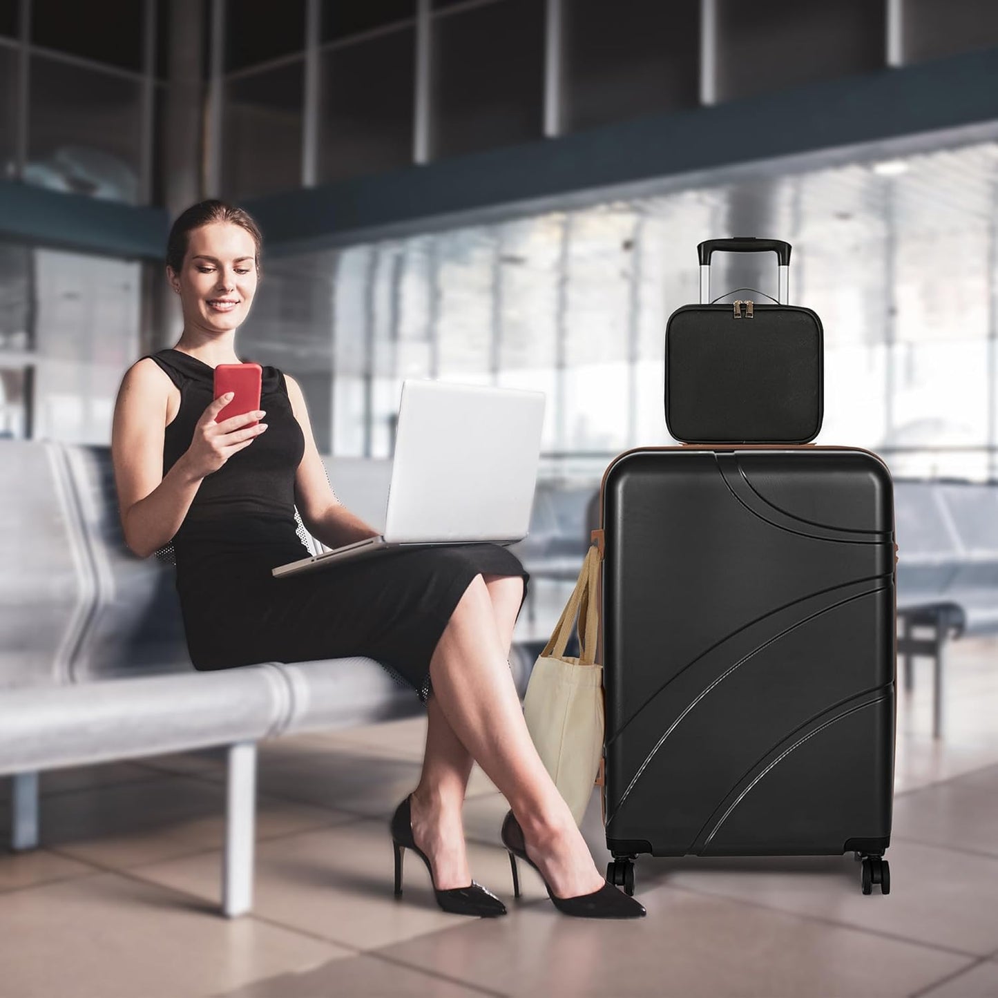 Luggage Sets 4 Piece Suitcase Set with Spinner Wheel