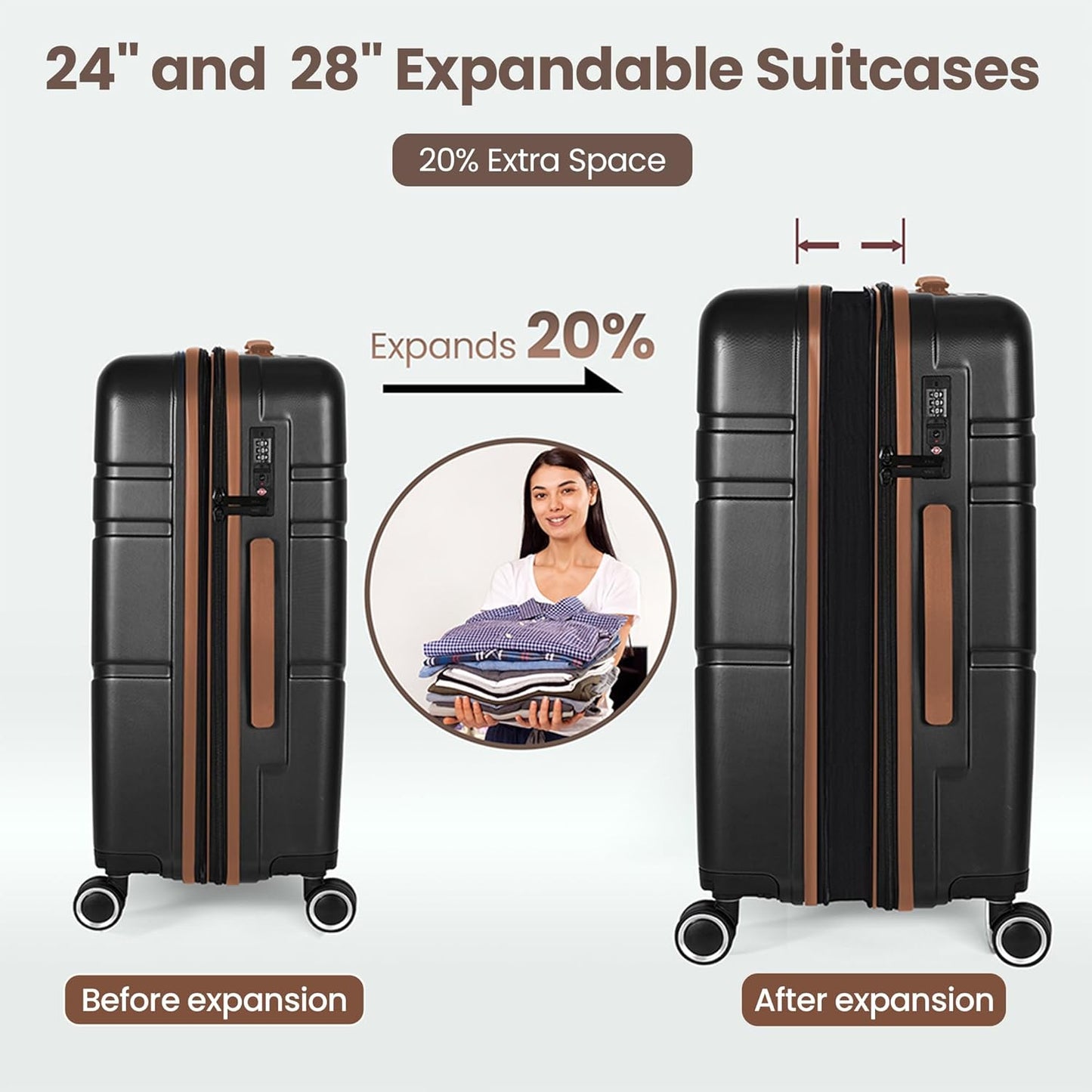 Luggage Sets 4 Piece Suitcase Set with Spinner Wheel