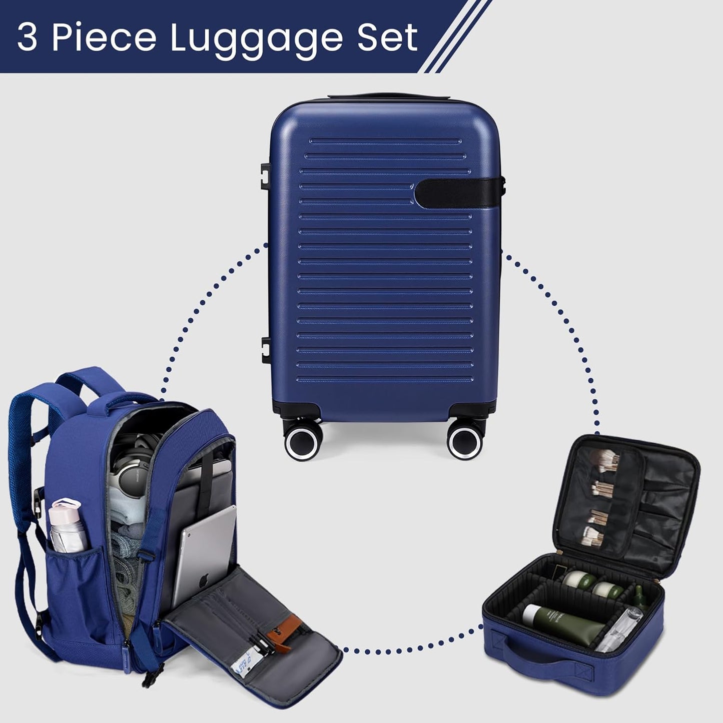 Carry On Luggage 20 Inch Luggage Sets 3 Piece