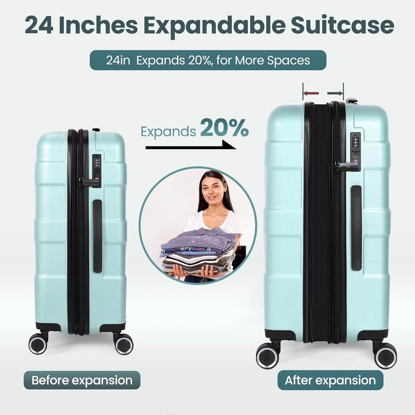 Luggage Sets 2 Piece Suitcase Set with Spinner Wheel
