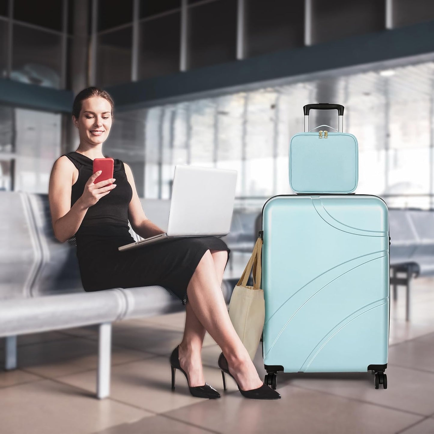 Luggage Sets 4 Piece Suitcase Set with Spinner Wheel