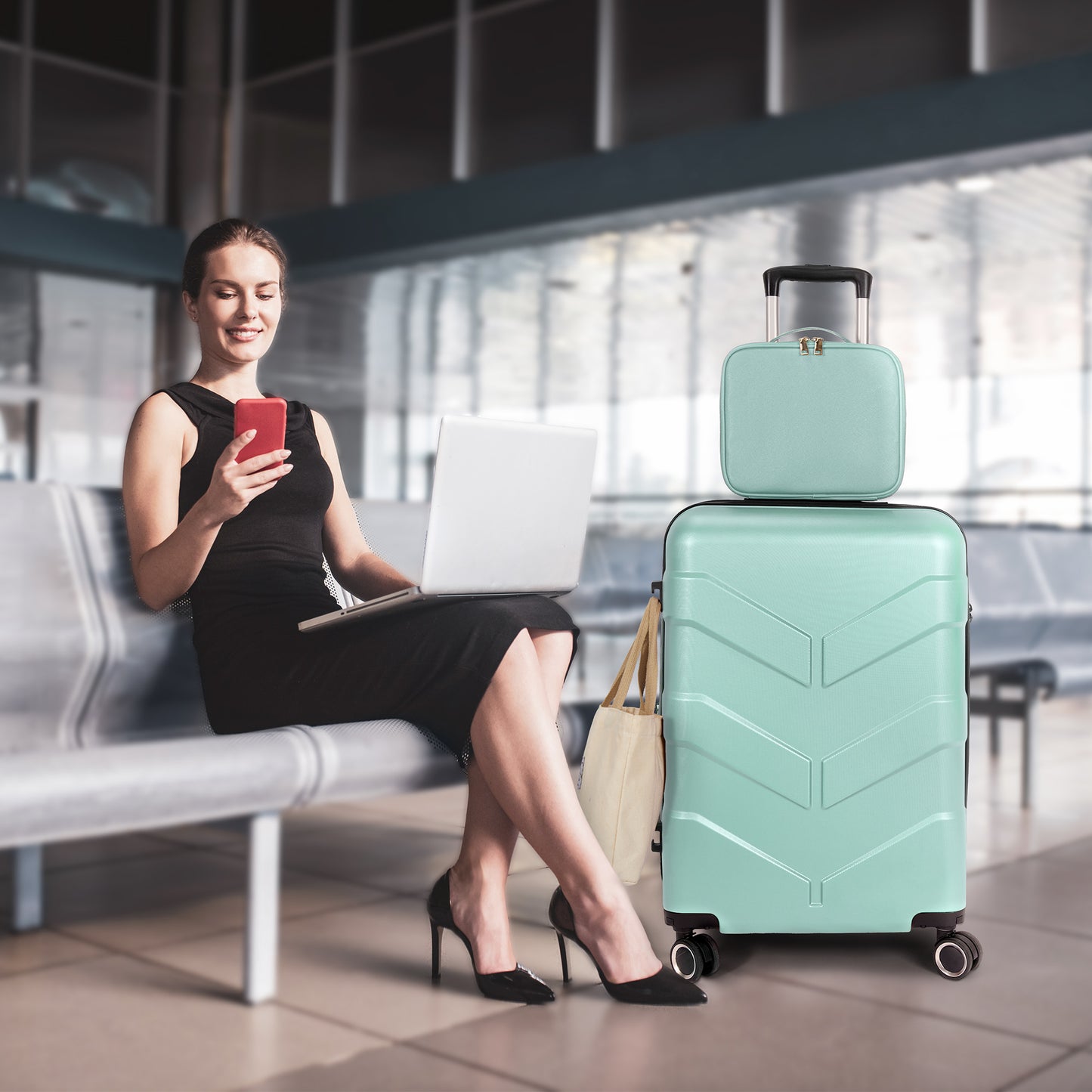 Luggage Sets 4 Piece Suitcase Set with Spinner Wheel