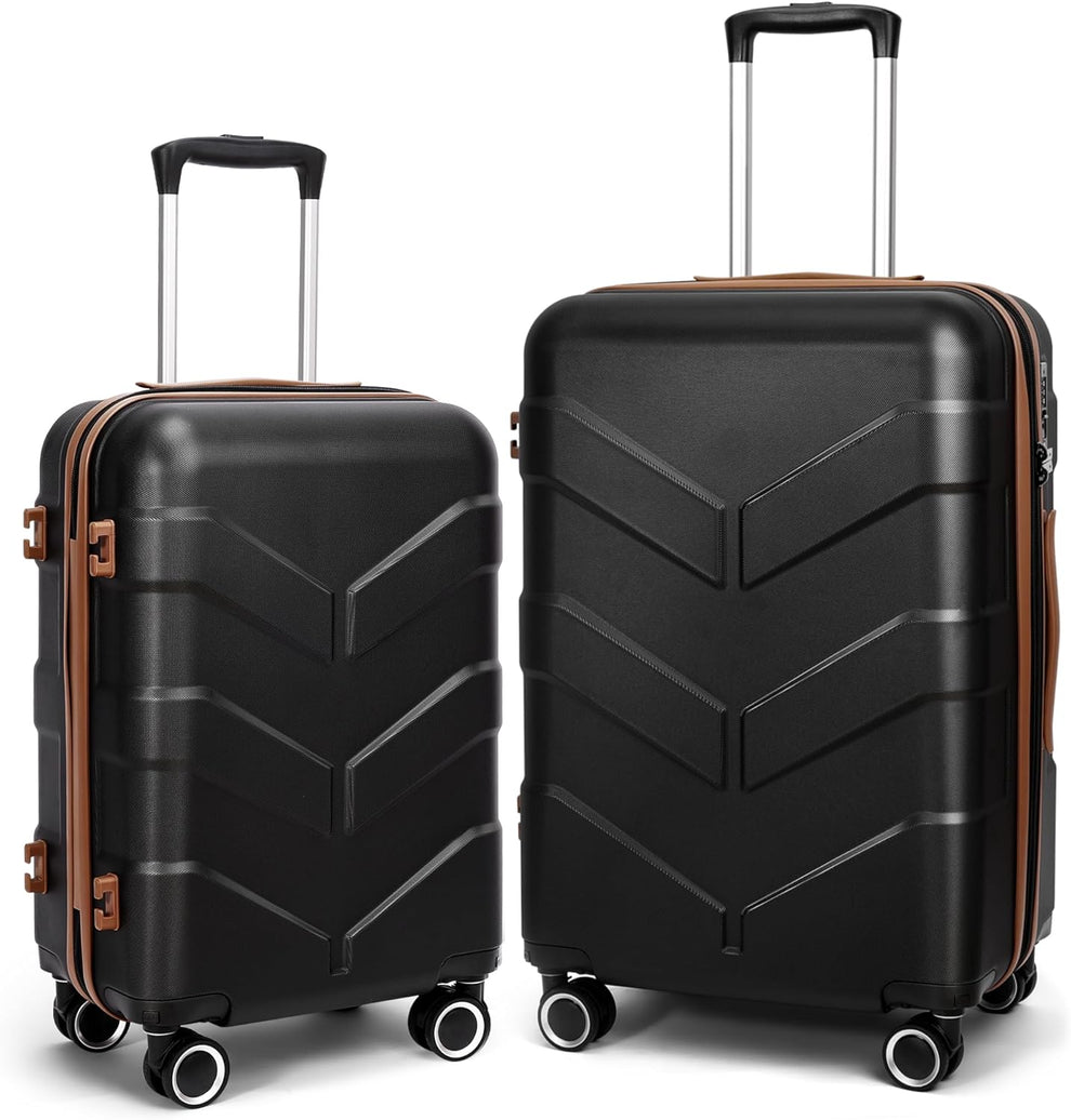 2 Pc Set- Spinner Wheel Luggage, with Combination Lock and Cosmetic Case (Blue+Purple)
