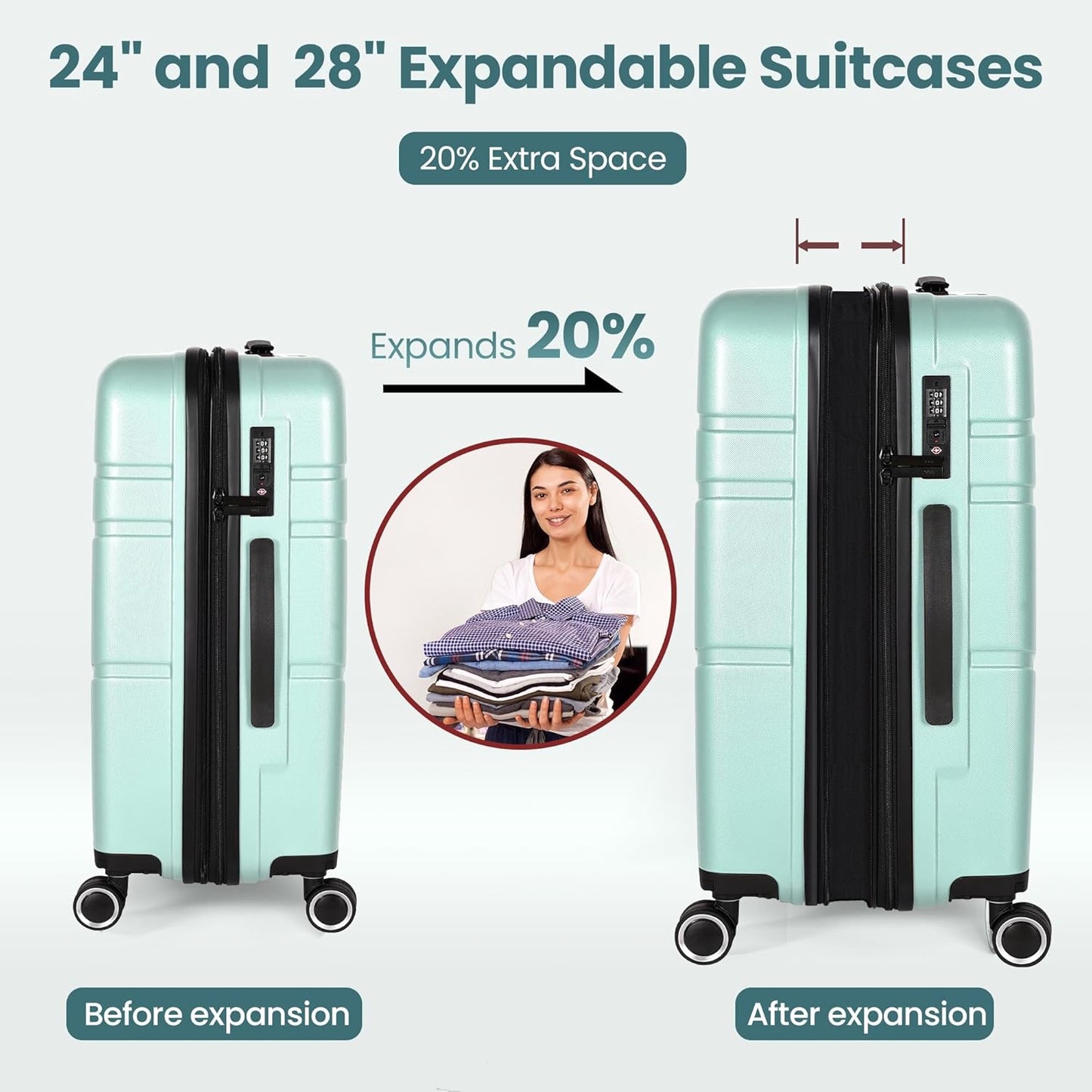 Luggage Sets 4 Piece Suitcase Set with Spinner Wheel