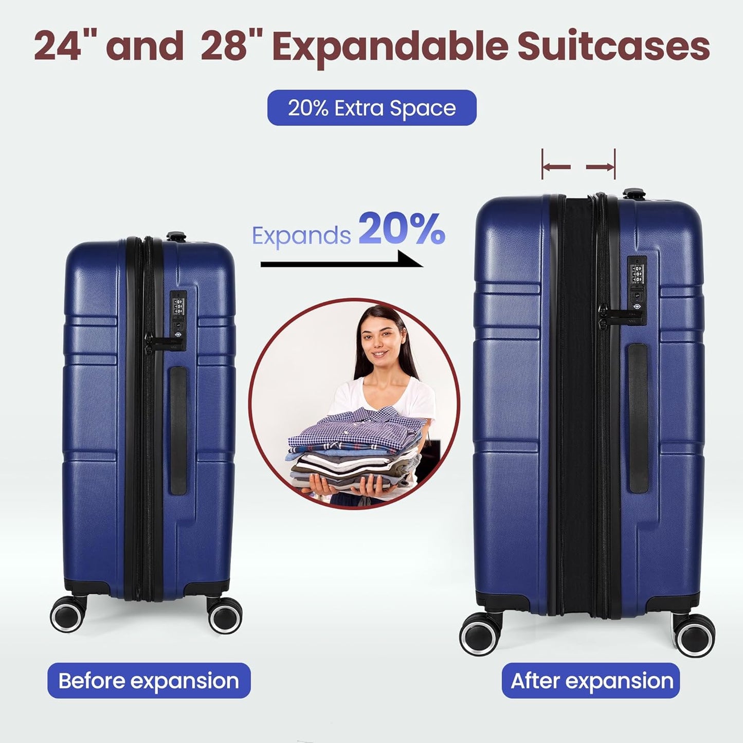 Luggage Sets 4 Piece Suitcase Set with Spinner Wheel